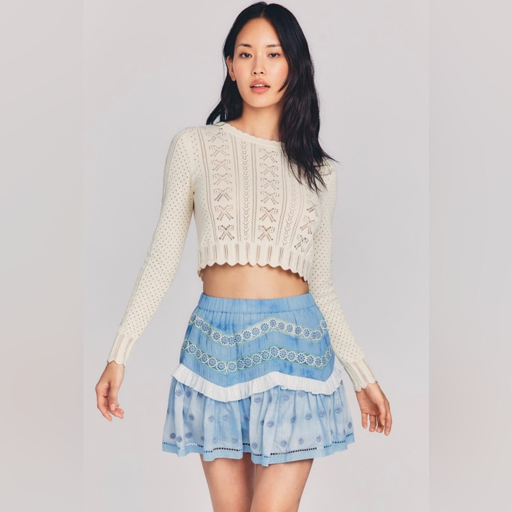 LoveShackFancy Love Shack Fancy Felice Mini Skirt, Seafoam Pearl Size M